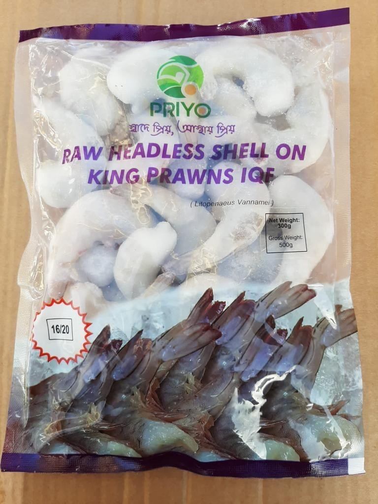 Raw Headless Shell-on King Prawns — 16/20