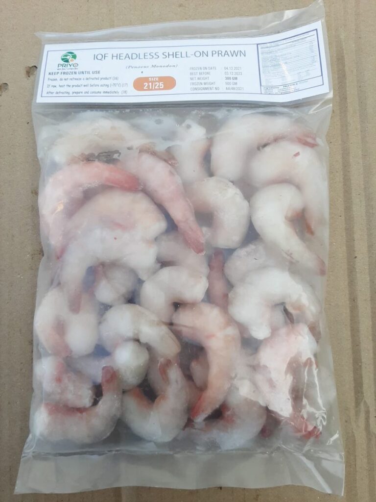Raw Headless Shell-on Tiger Prawns — 21/25